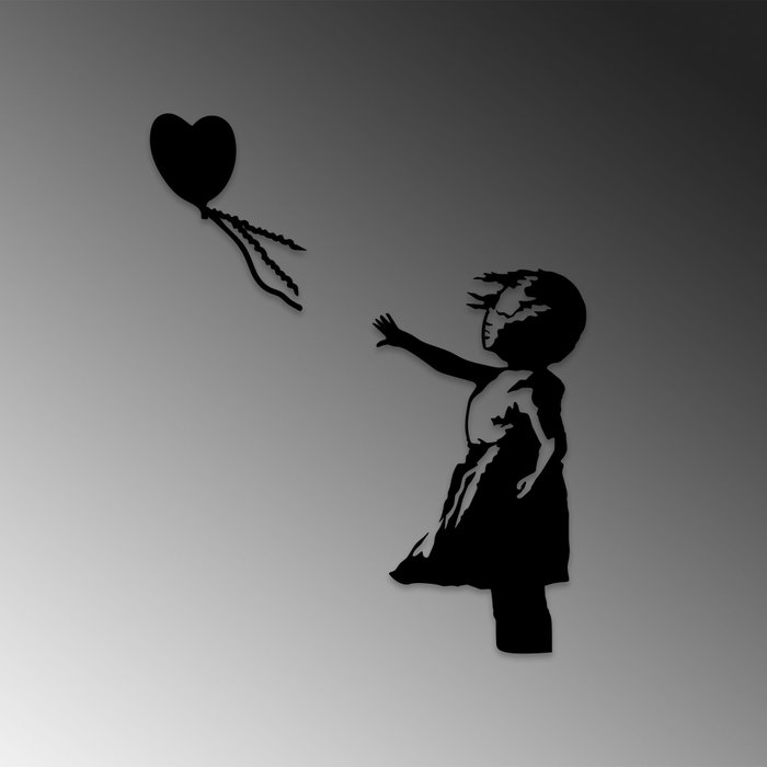 Wallity Banksy - 14 Escultura de pared de metal negra